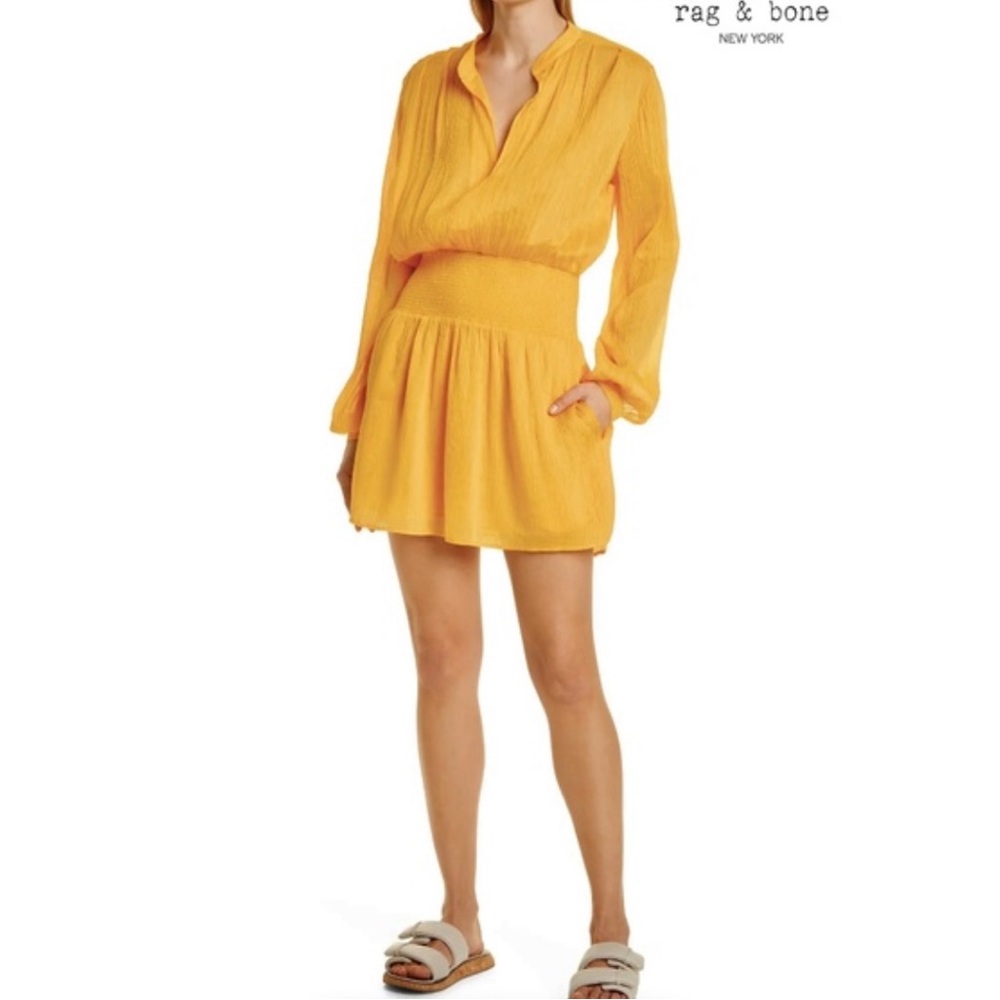 rag & bone Yellow Pleated Mini Dress
